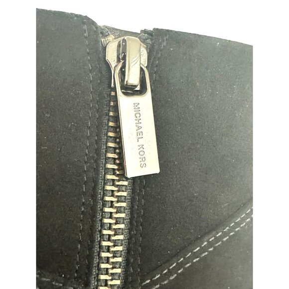 Michael Kors Black Suede Arabella Ankle Boots Zip Booties Studded Heels Size 8 - Picture 5 of 13